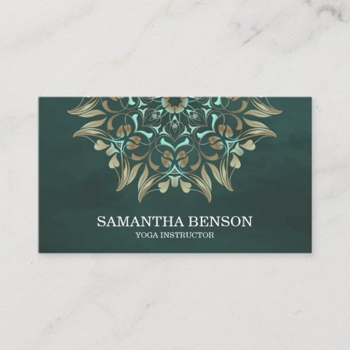 Elegant Blue  Gold Lotus Yoga Instructor Business Business Card