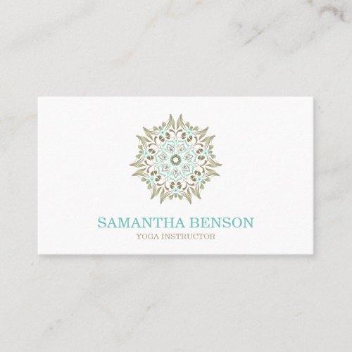 Elegant Blue  Gold Lotus Yoga Instructor Business Card