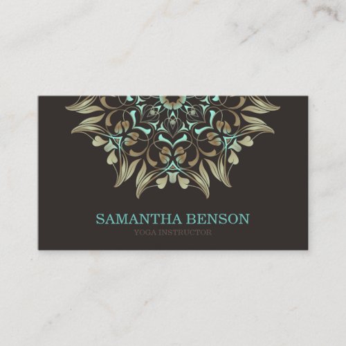 Elegant Blue  Gold Lotus Yoga Instructor Business Card