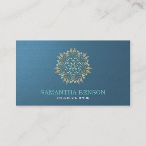 Elegant Blue  Gold Lotus Yoga Instructor Business Card