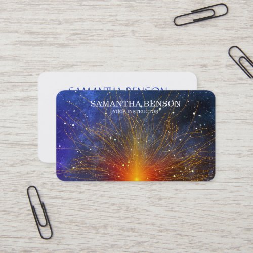 Elegant Blue & Gold Lotus Yoga Instructor Business Card