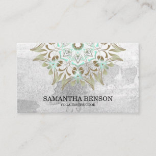 Elegant Blue & Gold Lotus Yoga Instructor Business Card