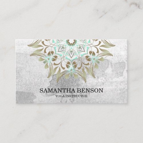 Elegant Blue  Gold Lotus Yoga Instructor Business Card