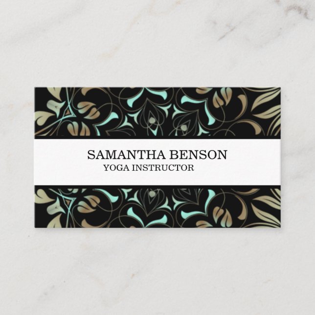 Elegant Blue & Gold Lotus Yoga Instructor Business Card (Front)