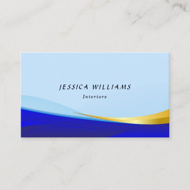 Elegant Blue Gold Luxury Designer Logo Business Card (Front)