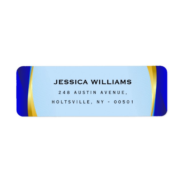 Elegant Blue Gold Luxury Designer Logo Label (Front)