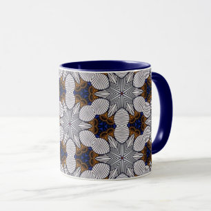 Elegant Blue & Gold Mandala Mug w/ Deep Indigo I
