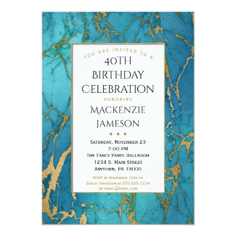 Elegant Wedding & Party Invitations – Blue Marble Gold