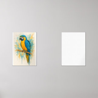 Elegant Blue & Gold Parrot Wall Art Print - Tropic Sets