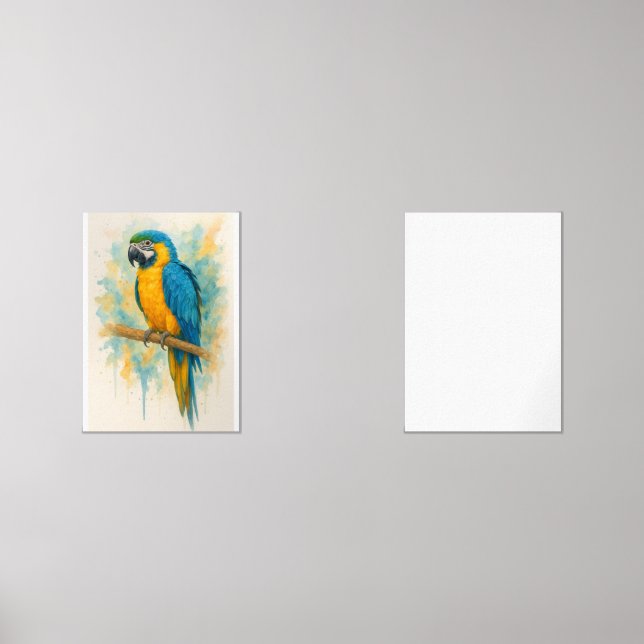 Elegant Blue & Gold Parrot Wall Art Print - Tropic Sets (Front)
