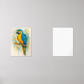 Elegant Blue & Gold Parrot Wall Art Print - Tropic Wall Art Sets