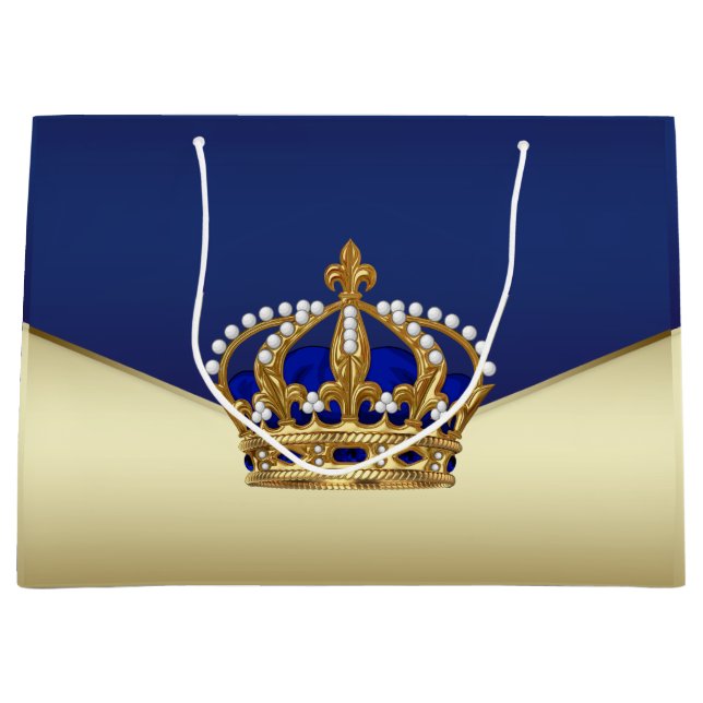 Elegant Blue Gold Prince Large Gift Bag (Front)