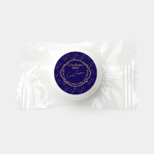Elegant Blue Gold Script Graduation Thank You Life Saver® Mints