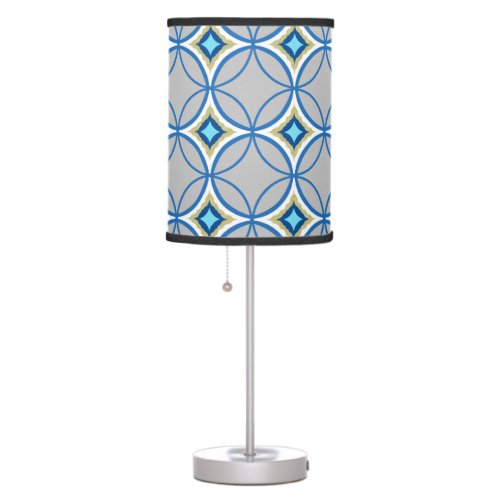 Elegant Blue  Gold shippo pattern on gray  Table Lamp