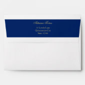 Elegant Blue Gold Sketched Floral Return Address Envelope (Back (Top Flap))