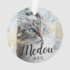 Elegant Blue & Gold Snowflake Customize Pet Photo