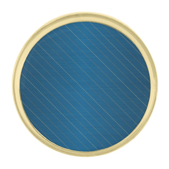 Elegant Blue Gold Striped Finish Lapel Pin (Front)