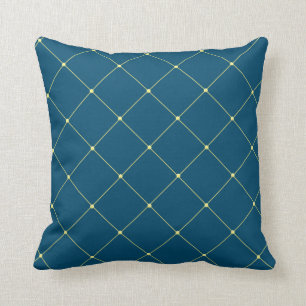 Elegant Blue & Gold Throw Pillow