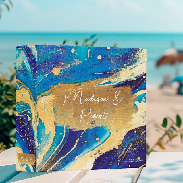 Elegant Blue Gold Wedding Planner Binder Organizer (Creator Uploaded)