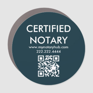 Elegant Blue Gradient QR Code for Notary Services Car Magnet