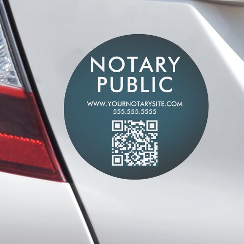 Elegant Blue Gradient QR Code Notary Public  Car Magnet