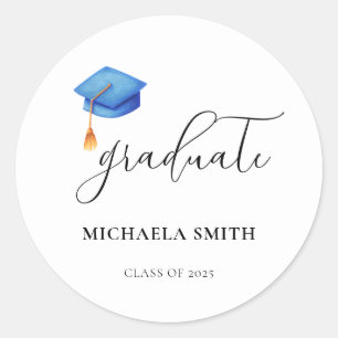 Elegant Blue Graduation Cap Envelope Seal
