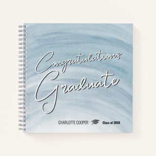 Elegant Blue Graduation Guest Book