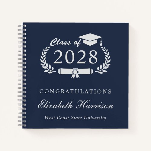 Elegant Blue Graduation Party Guest Book