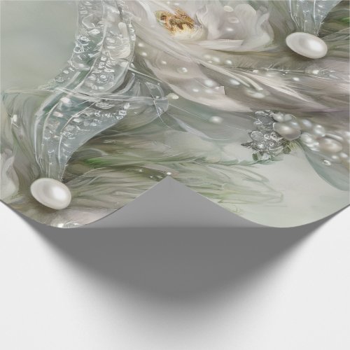 Elegant Blue Gray and Pearly Swirls Wrapping Paper