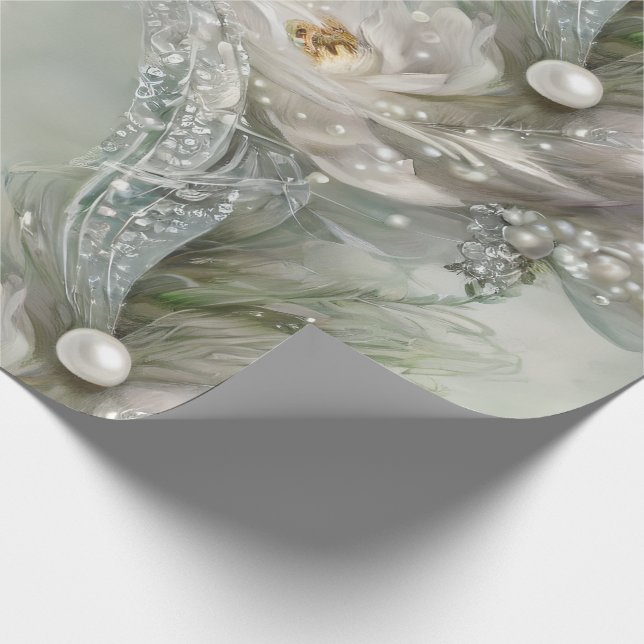 Elegant Blue, Gray, and Pearly Swirls Wrapping Paper (Corner)