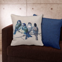 Elegant Blue Gray Birds watercolor Wildlife