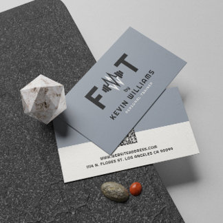 Elegant Blue-gray, Black & White Fitness Trainer Business Card