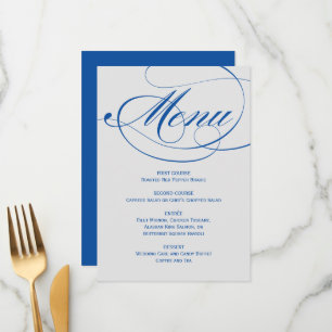 Elegant Blue Gray Calligraphy Script Wedding Menu