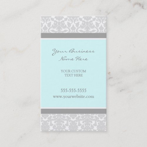 Elegant Blue Gray Damask Business Cards
