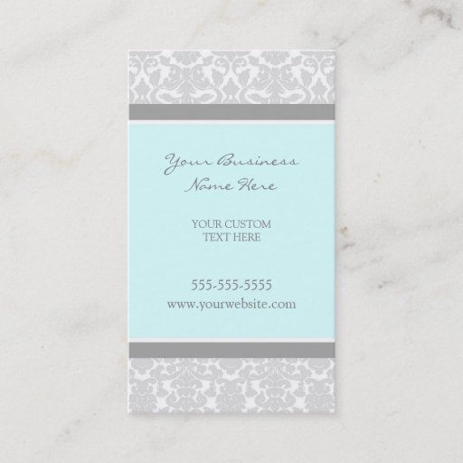 Customizable Elegant Blue Gray Damask Business Cards