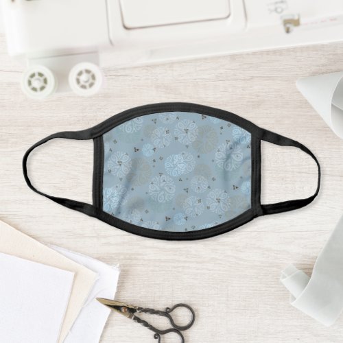 Elegant Blue Gray Ethnic Circle Motif Face Mask