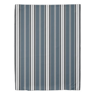 Elegant Blue Gray French Ticking Stripe Duvet Cover