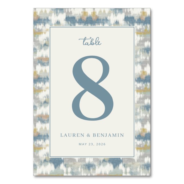Elegant Blue-Gray Geometric Number Table Number (Front)