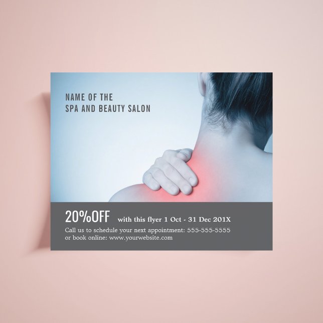 Elegant Blue Gray Photo Massage Therapist Flyer (Creator Uploaded)