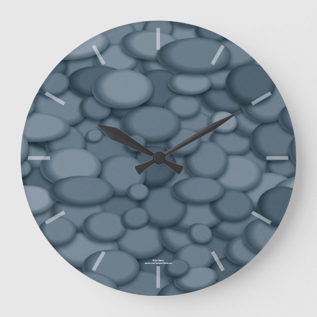 Elegant Blue Gray River Rock Clock (Front)