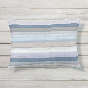 Elegant Blue Gray Vertical Stripes Pattern Outdoor Pillow