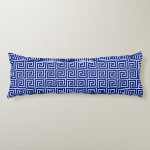 Elegant Blue Greek Pattern on Light Blue Body Pillow