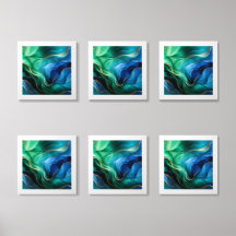 Elegant Blue Green Abstract Fluid Swirls