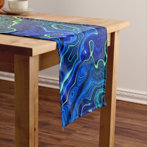 Elegant blue green aesthetic geode inspired  short table runner