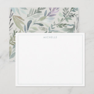 Elegant Blue Green Botanical Watercolor Pattern Note Card