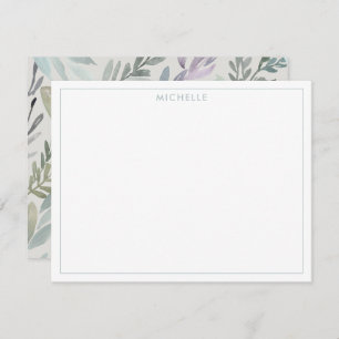 Elegant Blue Green Botanical Watercolor Pattern Note Card