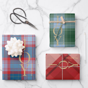 Elegant Blue Green Buffalo Plaid Christmas Wrapping Paper Sheets