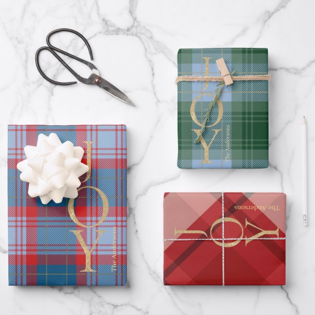 Elegant Blue Green Buffalo Plaid Christmas Wrapping Paper Sheets (Front)