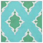 elegant blue green damask ikat tribal pattern fabric