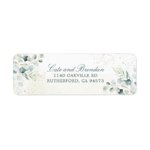 Elegant Blue Green Eucalyptus Greenery Wedding Label